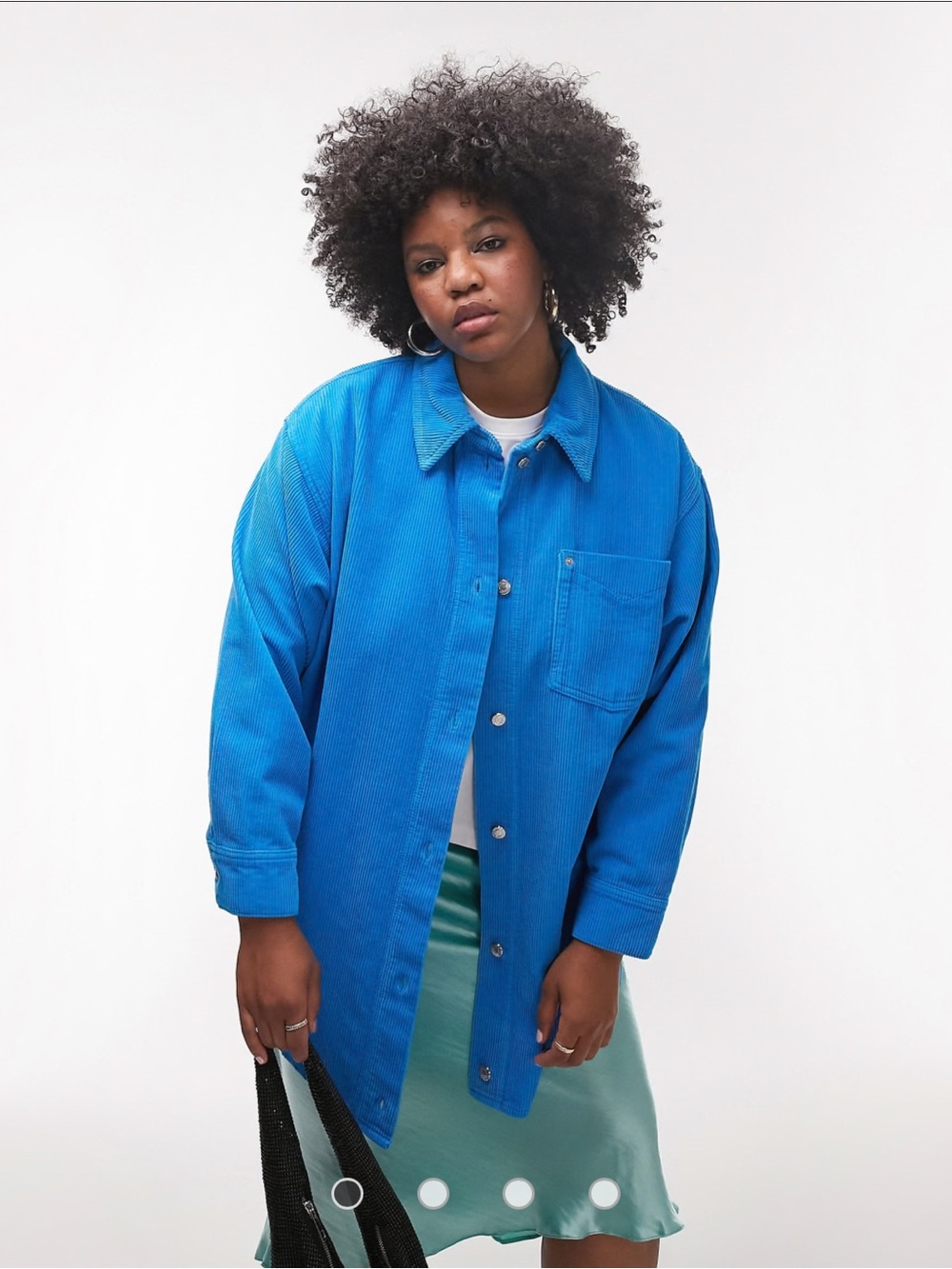 Topshop Curve oversized shirt in blue cord size 4